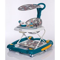 Babyhug Unicorn Foldable Baby Walker Cum Rocker With Sun Shade - Blue
