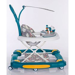 Babyhug Unicorn Foldable Baby Walker Cum Rocker With Sun Shade - Blue