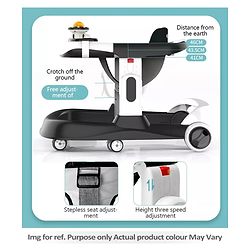 Babyhug Zest Musical Baby Walker With Adjustable Height anti Fall Protection & Toy Bar- Red & White| Rear Wheels with Speed Control| Removable Toy Tray| Adjustable Cushion Seat| BIS Certified
