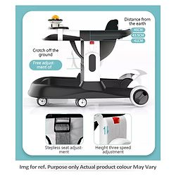 Babyhug Zest Musical Baby Walker With Adjustable Height anti Fall Protection & Toy Bar- Green White