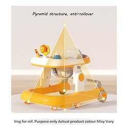 Babyhug Zest Musical Baby Walker With Adjustable Height anti Fall Protection & Toy Bar- Green White