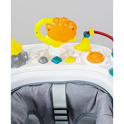 Babyhug Zest Musical Baby Walker With Adjustable Height anti Fall Protection & Toy Bar- Green White