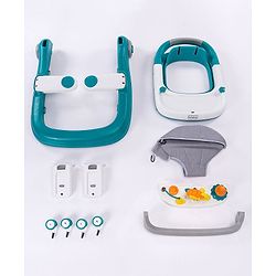 Babyhug Zest Musical Baby Walker With Adjustable Height anti Fall Protection & Toy Bar- Green White