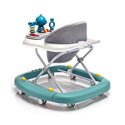 Babyhug Rejoice Musical Baby Walker Cum Rocker Function With Adjustable Height - Green White (Toys color may vary)