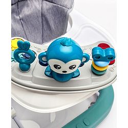 Babyhug Rejoice Musical Baby Walker Cum Rocker Function With Adjustable Height - Green White (Toys color may vary)