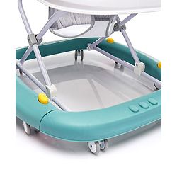Babyhug Rejoice Musical Baby Walker Cum Rocker Function With Adjustable Height - Green White (Toys color may vary)
