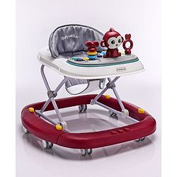 Babyhug Rejoice Musical Baby Walker Cum Rocker Function With Adjustable Height - Red White