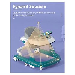 Babyhug Laugh & Learn Multifunctional 2 in 1 Baby Walker With anti Fall Protection & Adjustable Height Without Foot Mat- Blue White