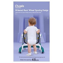 Babyhug Laugh & Learn Multifunctional 2 in 1 Baby Walker With anti Fall Protection & Adjustable Height Without Foot Mat- Blue White