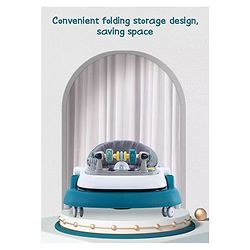 Babyhug Laugh & Learn Multifunctional 2 in 1 Baby Walker With anti Fall Protection & Adjustable Height Without Foot Mat- Blue White