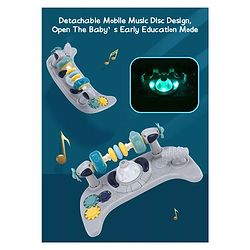 Babyhug Laugh & Learn Multifunctional 2 in 1 Baby Walker With anti Fall Protection & Adjustable Height Without Foot Mat- Blue White