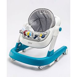 Babyhug Laugh & Learn Multifunctional 2 in 1 Baby Walker With anti Fall Protection & Adjustable Height Without Foot Mat- Blue White