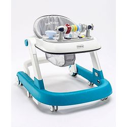 Babyhug Laugh & Learn Multifunctional 2 in 1 Baby Walker With anti Fall Protection & Adjustable Height Without Foot Mat- Blue White