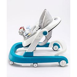 Babyhug Laugh & Learn Multifunctional 2 in 1 Baby Walker With anti Fall Protection & Adjustable Height Without Foot Mat- Blue White