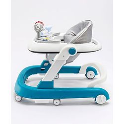 Babyhug Laugh & Learn Multifunctional 2 in 1 Baby Walker With anti Fall Protection & Adjustable Height Without Foot Mat- Blue White