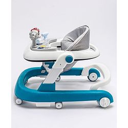 Babyhug Laugh & Learn Multifunctional 2 in 1 Baby Walker With anti Fall Protection & Adjustable Height Without Foot Mat- Blue White