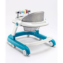 Babyhug Laugh & Learn Multifunctional 2 in 1 Baby Walker With anti Fall Protection & Adjustable Height Without Foot Mat- Blue White