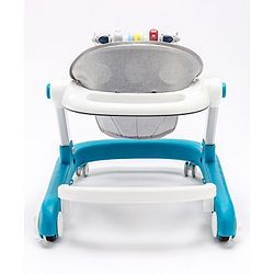 Babyhug Laugh & Learn Multifunctional 2 in 1 Baby Walker With anti Fall Protection & Adjustable Height Without Foot Mat- Blue White