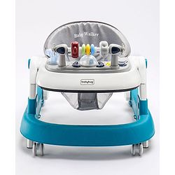 Babyhug Laugh & Learn Multifunctional 2 in 1 Baby Walker With anti Fall Protection & Adjustable Height Without Foot Mat- Blue White