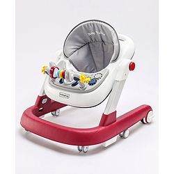 Babyhug Laugh & Learn Multifunctional 2 in 1 Baby Walker With anti Fall Protection & Adjustable Height - Red White| Musical Play Tray with Light| Easy Compact Folding| Swivel Wheels| Smart Speed Control| Push Walker