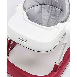 Babyhug Laugh & Learn Multifunctional 2 in 1 Baby Walker With anti Fall Protection & Adjustable Height - Red White| Musical Play Tray with Light| Easy Compact Folding| Swivel Wheels| Smart Speed Control| Push Walker