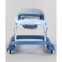 Babyhug Little Racer Car Shape Walker - Blue| Removable Toy Tray| Smooth Swivel Wheels| Light & Music| Comfortable Seat