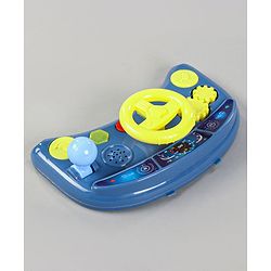 Babyhug Little Racer Car Shape Walker - Blue| Removable Toy Tray| Smooth Swivel Wheels| Light & Music| Comfortable Seat