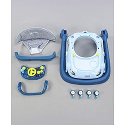 Babyhug Little Racer Car Shape Walker - Blue| Removable Toy Tray| Smooth Swivel Wheels| Light & Music| Comfortable Seat