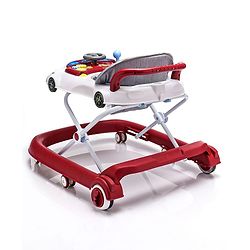 Babyhug Little Racer Car Shape Walker - Blue| Removable Toy Tray| Smooth Swivel Wheels| Light & Music| Comfortable Seat