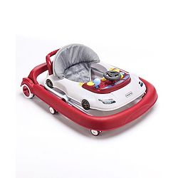 Babyhug Little Racer Car Shape Walker - Blue| Removable Toy Tray| Smooth Swivel Wheels| Light & Music| Comfortable Seat