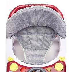Babyhug Little Racer Car Shape Walker - Blue| Removable Toy Tray| Smooth Swivel Wheels| Light & Music| Comfortable Seat
