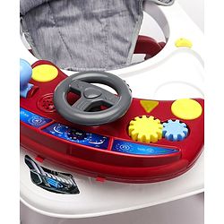 Babyhug Little Racer Car Shape Walker - Blue| Removable Toy Tray| Smooth Swivel Wheels| Light & Music| Comfortable Seat