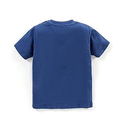 Babyhug Half Sleeves Cotton T-Shirt Rocket & Indian Flag Print - Navy Blue