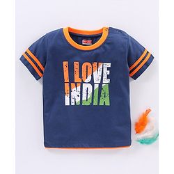 Babyhug Half Sleeves Cotton T-Shirt Text Print - Navy Blue