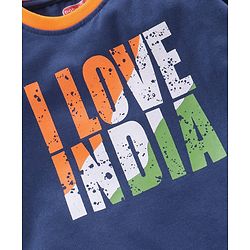 Babyhug Half Sleeves Cotton T-Shirt Text Print - Navy Blue