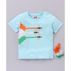 Babyhug Half Sleeves Cotton T-Shirt Republic Day Print - Blue