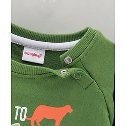 Babyhug Cotton Blend Knit Full Sleeves Text Printed Sweatshirt - Green