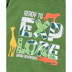 Babyhug Cotton Blend Knit Full Sleeves Text Printed Sweatshirt - Green