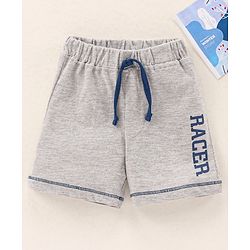 Babyhug Cotton Knit Mid Thigh Length Shorts Text Print - Grey