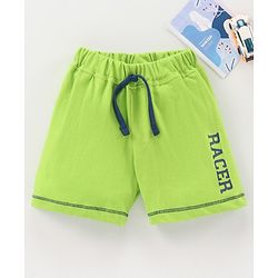 Babyhug Cotton Knit Mid Thigh Length Shorts Text Print - Green
