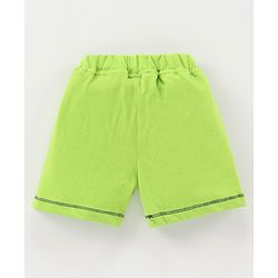 Babyhug Cotton Knit Mid Thigh Length Shorts Text Print - Green