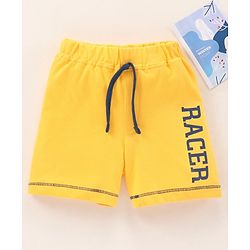 Babyhug Cotton Knit Mid Thigh Length Shorts Text Print - Yellow