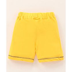 Babyhug Cotton Knit Mid Thigh Length Shorts Text Print - Yellow
