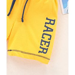 Babyhug Cotton Knit Mid Thigh Length Shorts Text Print - Yellow