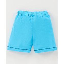 Babyhug Cotton Knit Mid Thigh Length Shorts Text Print - Blue