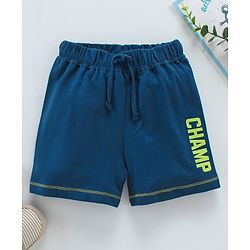 Babyhug Cotton Knit Mid Thigh Length Shorts Text Print - Navy