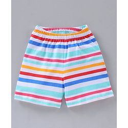 Babyhug Mid Thigh Length Knit Cotton Shorts Stripes Print Pack of 2- Red White