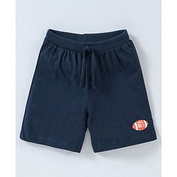Babyhug Cotton Knit Mid Thigh Length Shorts Rugby Print Pack of 3 - Navy Blue, Red & Grey