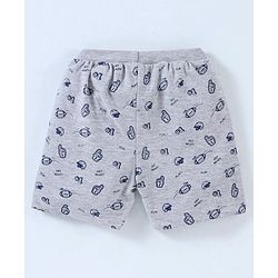 Babyhug Cotton Knit Mid Thigh Length Shorts Rugby Print Pack of 3 - Navy Blue, Red & Grey