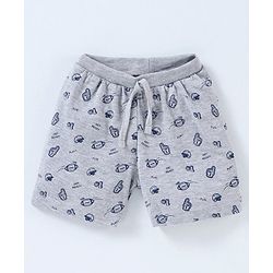Babyhug Cotton Knit Mid Thigh Length Shorts Rugby Print Pack of 3 - Navy Blue, Red & Grey